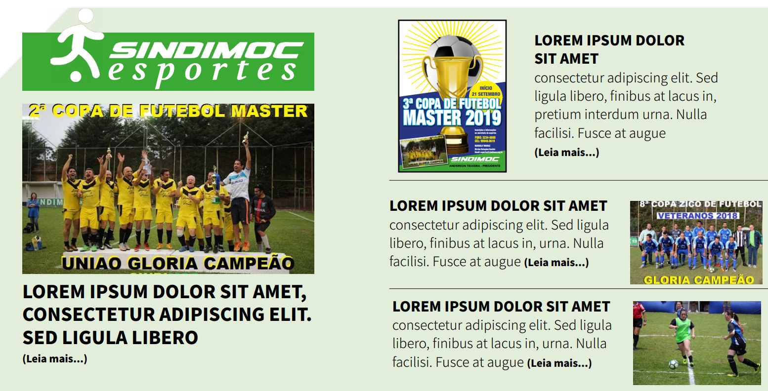 5. Acompanhe as principais notícias, fotos e vídeos das competições esportivas do Sindimoc. Em breve, área vai ser atualizada com os campeonatos de 2020.