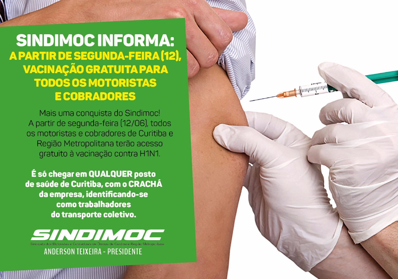 A partir de segunda, vacinação gratuita para todos os motoristas e cobradores