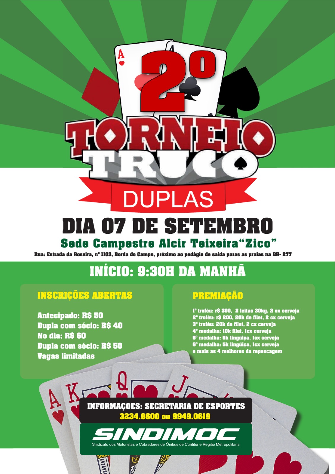 Vem aí o 2º Torneio de Truco do Sindimoc