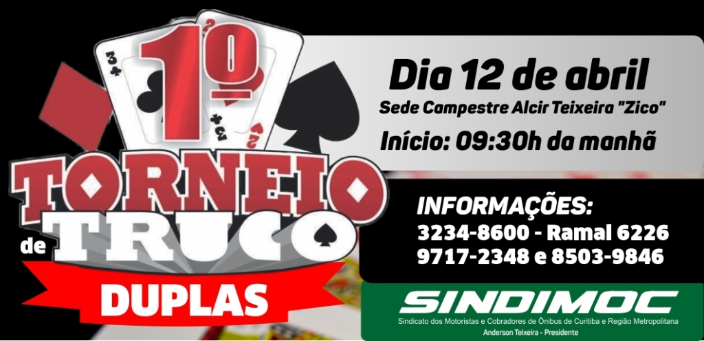 Inscreva-se no 1º torneio de truco do Sindimoc