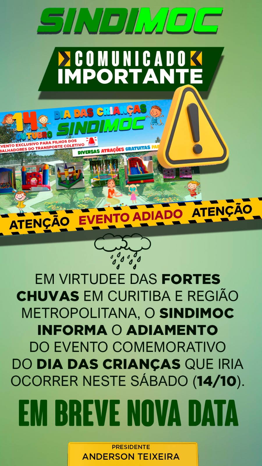 Evento do Dia das Crianças é adiado!