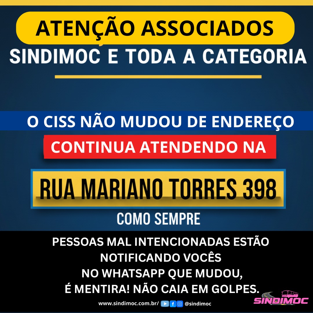 Alerta: SINDIMOC Desmente Mudança de Endereço do (Centro Integrado de Saúde Sindimoc)