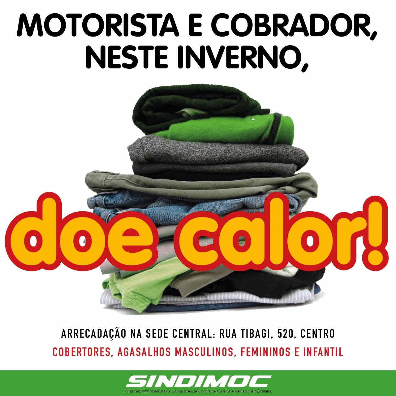 Campanha do agasalho Sindimoc